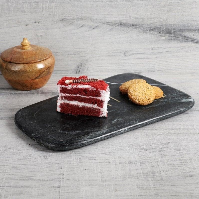 Handmade Marble Cheese Platter with Pure Brass Inlay - MAIA HOMES