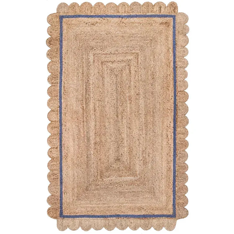 Handmade Mini Scallop Jute Rug - Blue