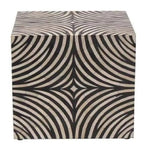 Handmade Modern Zebra Pattern Wooden Side End Table H 16 x W 16 x D 16