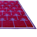 Handmade Palm Trees Cotton Rug - Red