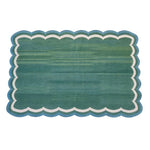 Handmade Reversible Cotton Scalloped Rug - Cream, Blue and Green