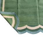 Handmade Reversible Cotton Scalloped Rug - Dark Green