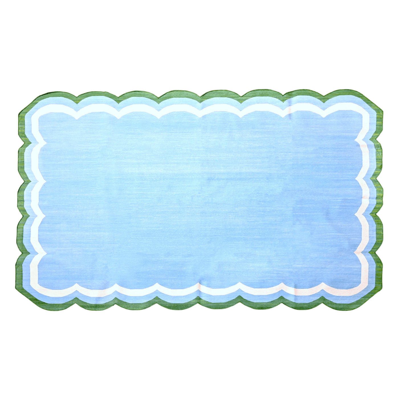 Handmade Reversible Cotton Scalloped Rug - Light Blue - MAIA HOMES