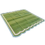 Handmade Reversible Cotton Scalloped Rug - Light Green