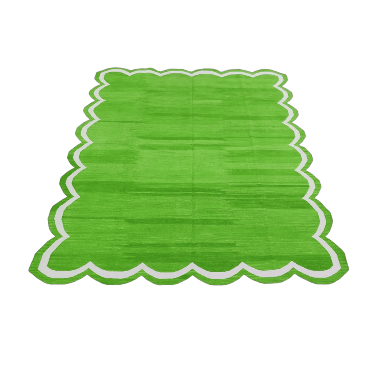 Handmade Scalloped Cotton Area Rug - Green