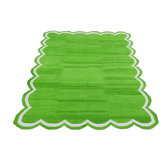 Handmade Scalloped Cotton Area Rug - Green - MAIA HOMES