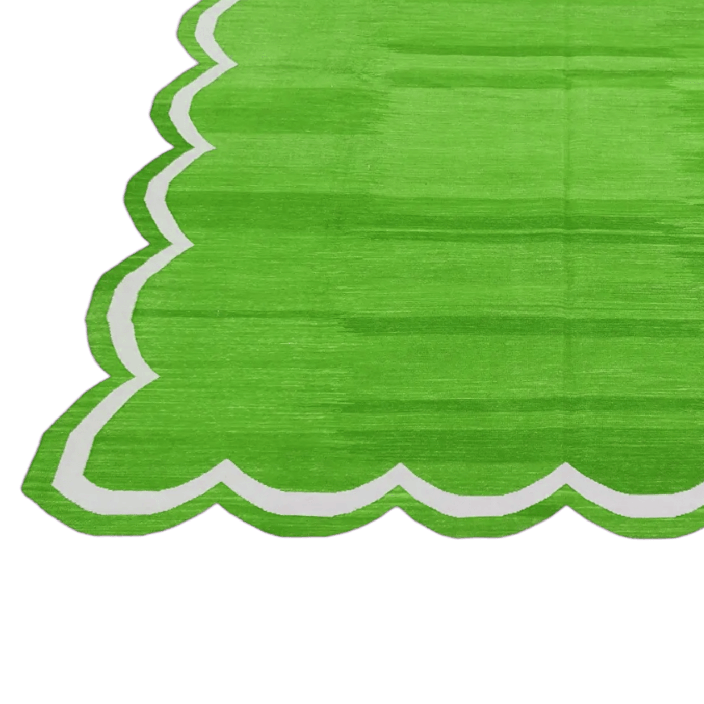 Handmade Scalloped Cotton Area Rug - Green