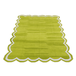 Handmade Scalloped Cotton Area Rug - Olive Green