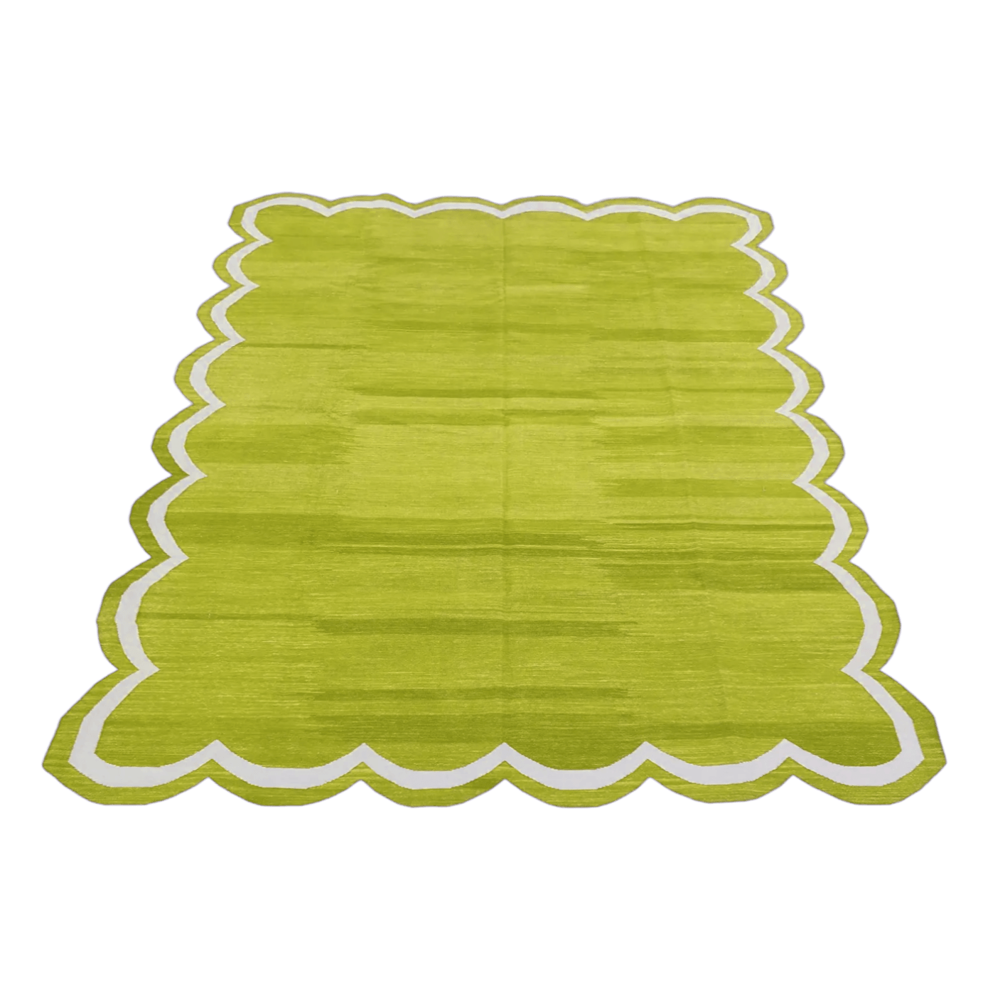 Handmade Scalloped Cotton Area Rug - Olive Green