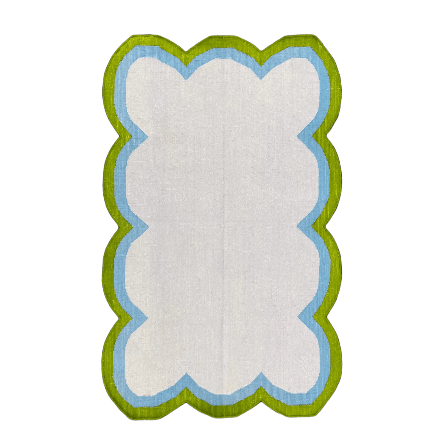 Handmade Scalloped Cotton Rug - Beige/Green