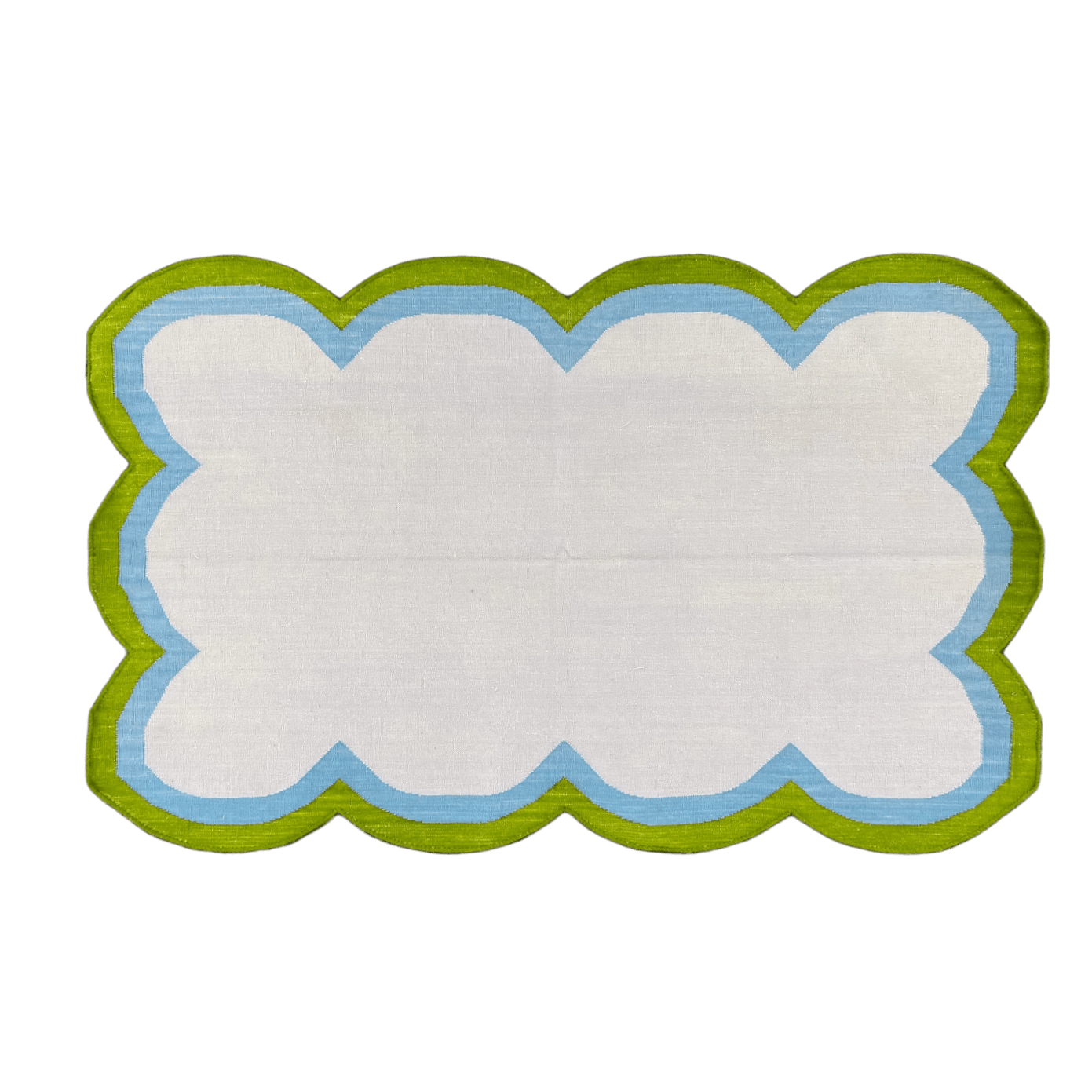 Handmade Scalloped Cotton Rug - Beige/Green