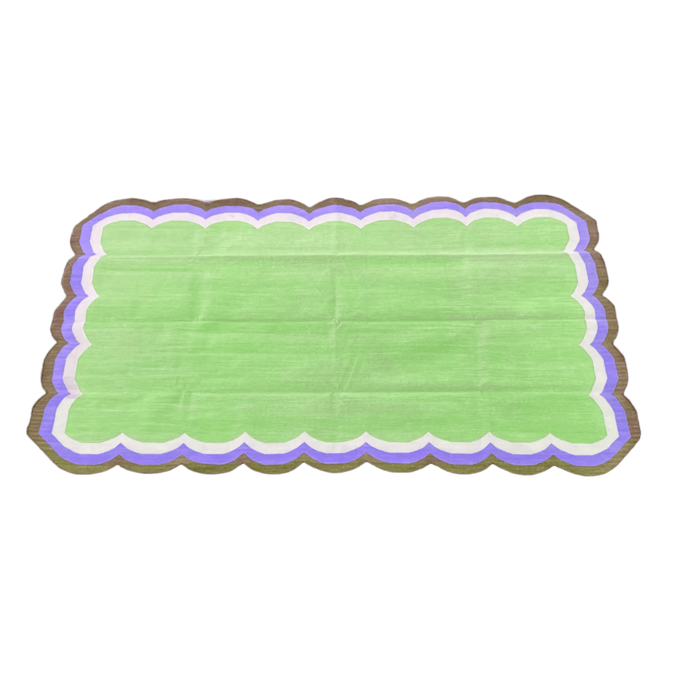 Handmade Scalloped Cotton Rug - Light Green/Purple