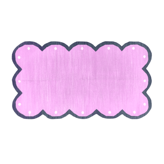 Handmade Scalloped Cotton Rug - Pink/Dark Gray - MAIA HOMES
