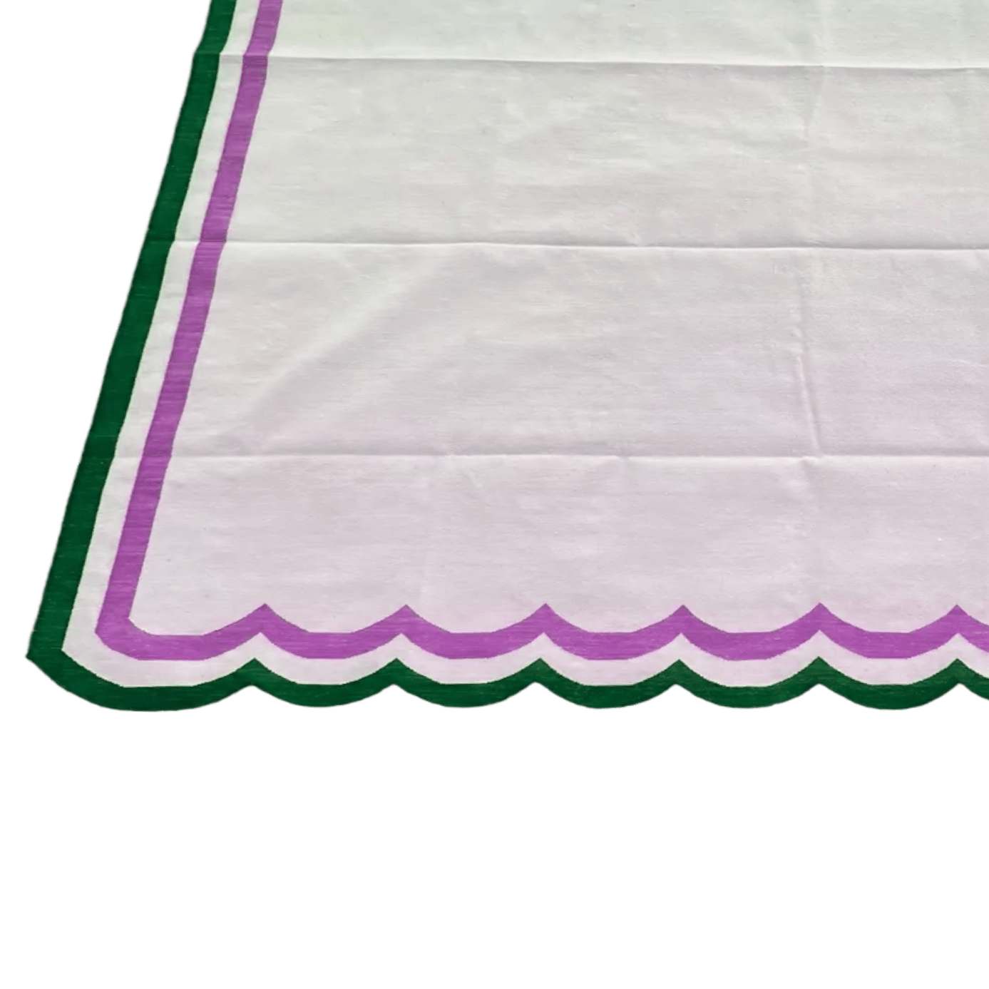 Handmade Scalloped Cotton Rug - White/Green