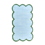 Handmade Scalloped Dotted Cotton Rug - Light Blue