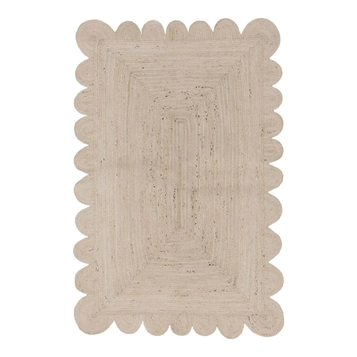 Handmade Scalloped Jute Rug - Natural White