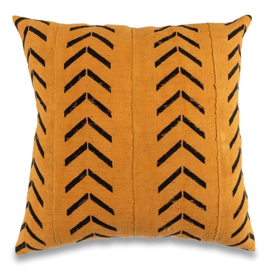 Handmade Yellow and Black African Mud Cloth Cushion Cover