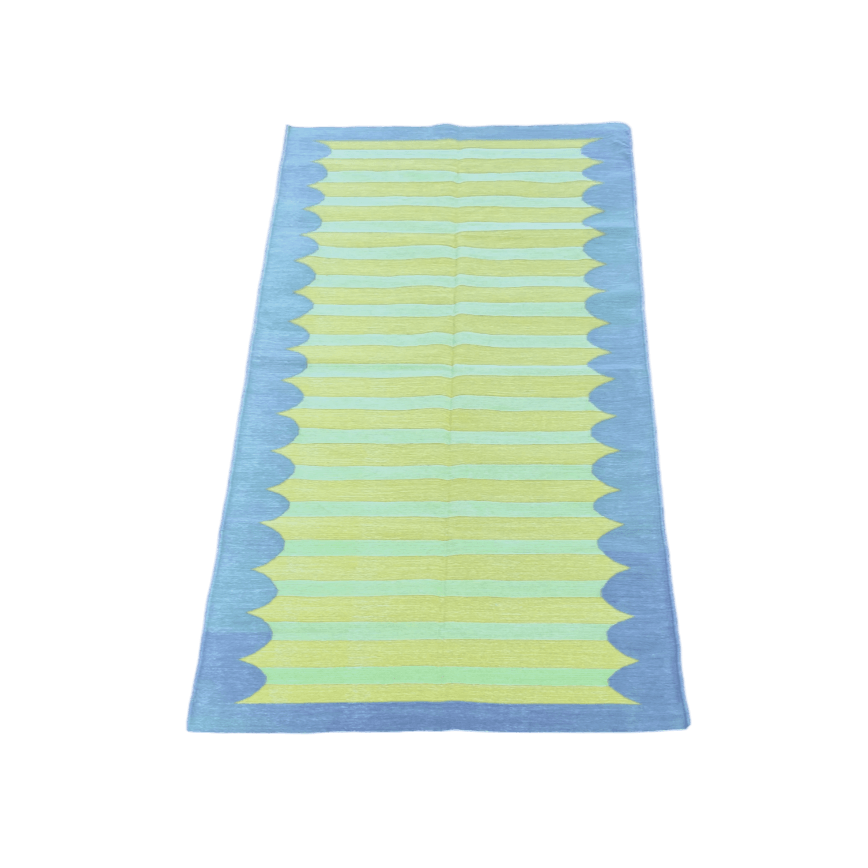 Handwoven Alaia Blue/Yellow Cotton Rug