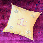 Handwoven Cactus Silk Pillow Cover Yellow