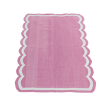 Handwoven Reversible Cotton Scalloped Rug - Pink