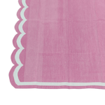 Handwoven Reversible Cotton Scalloped Rug - Pink