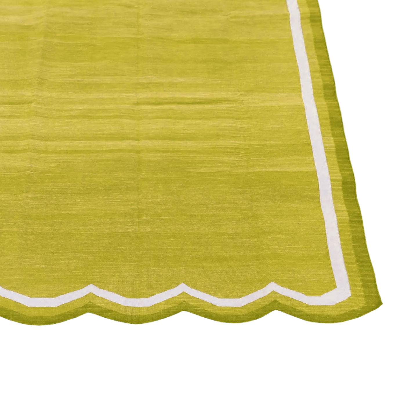 Handwoven Scalloped Cotton Rug - Olive Green - MAIA HOMES