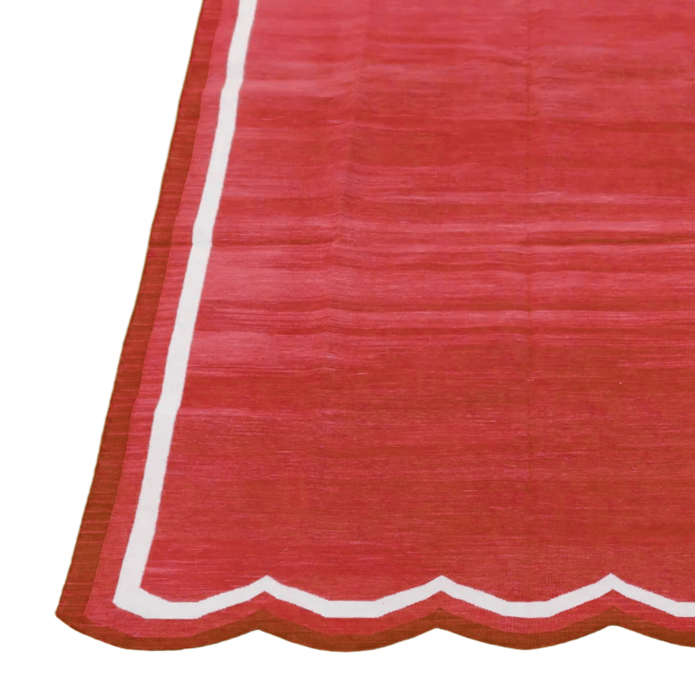 Handwoven Scalloped Cotton Rug - Red - MAIA HOMES
