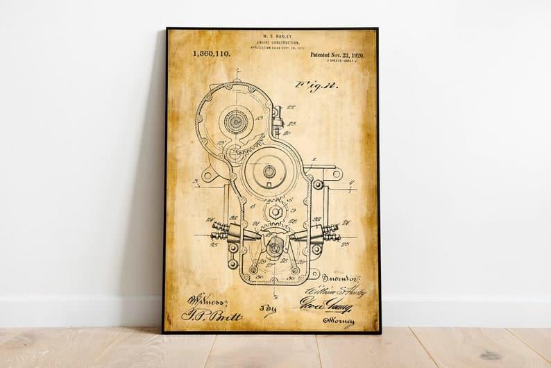 Harley Davidson Patent Print| Framed Art Print - MAIA HOMES