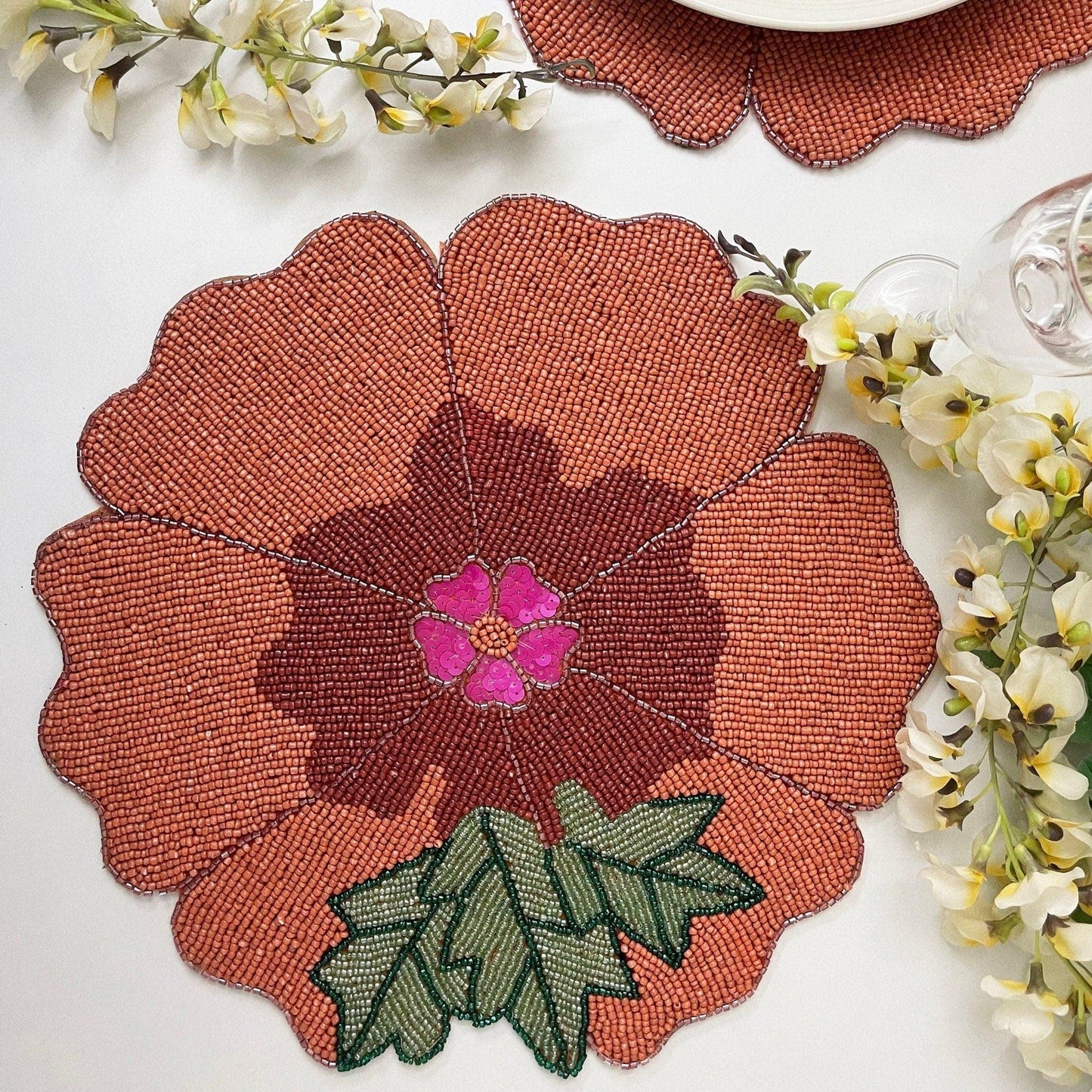 Hawaiin Flower Beaded Placemat - MAIA HOMES