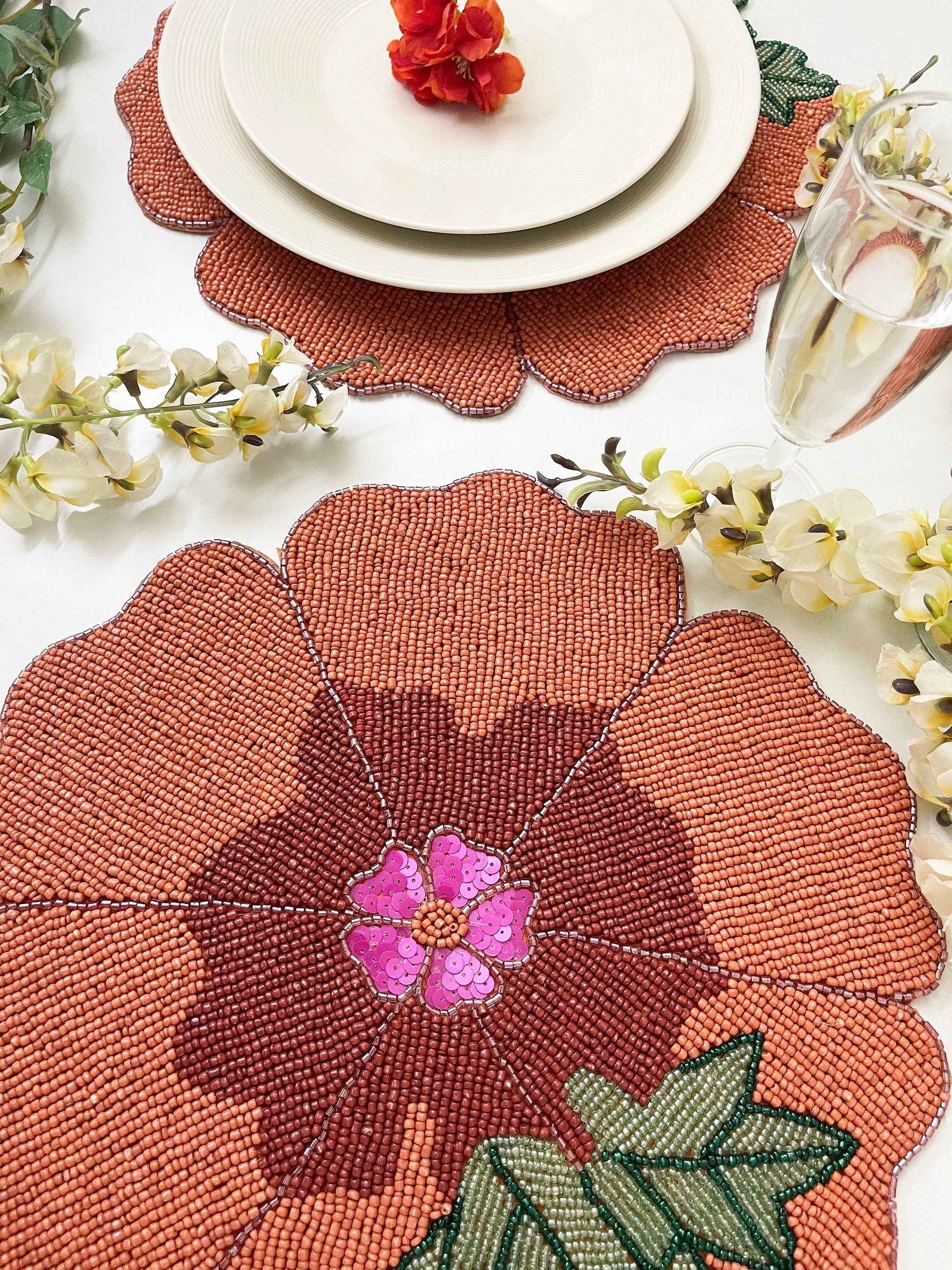 Hawaiin Flower Beaded Placemat - MAIA HOMES