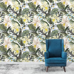 Hawaiian Tropical Floral and Monstera Wallpaper