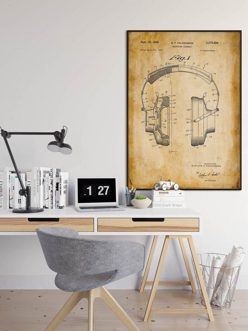 Headphones Patent Print| Framed Art Print