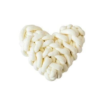 Heart Shape Knotted Accent Pillow Cream 11" x 11"