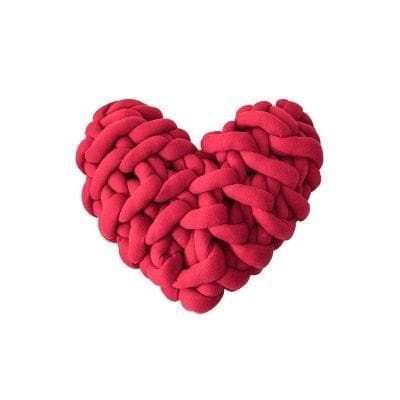 Heart Shape Knotted Accent Pillow Red 11" x 11"