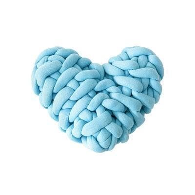 Heart Shape Knotted Accent Pillow Blue 11" x 11"