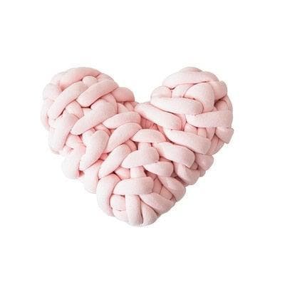 Heart Shape Knotted Accent Pillow Light Pink 11" x 11"