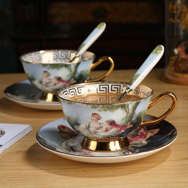 Heavenly Blue Bone China Tea Cup with Saucer