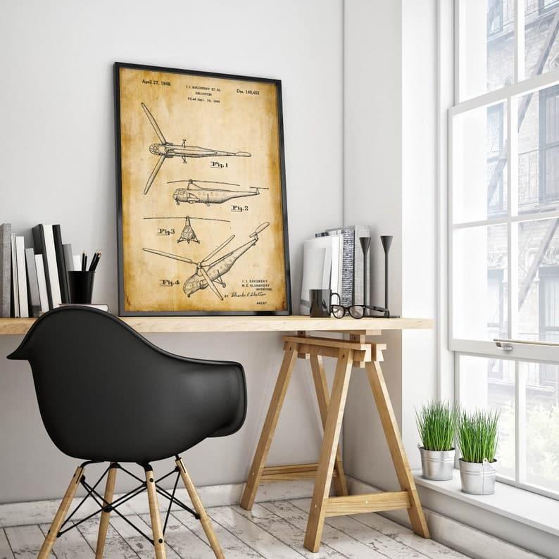 Helicopter Patent Print| Framed Art Print