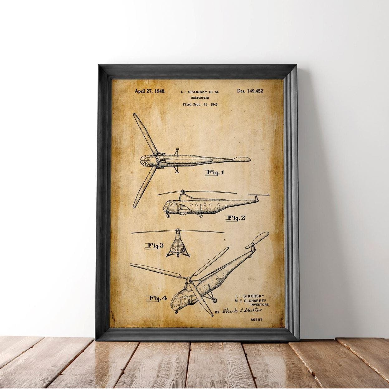 Helicopter Vintage Patent Poster Print - MAIA HOMES