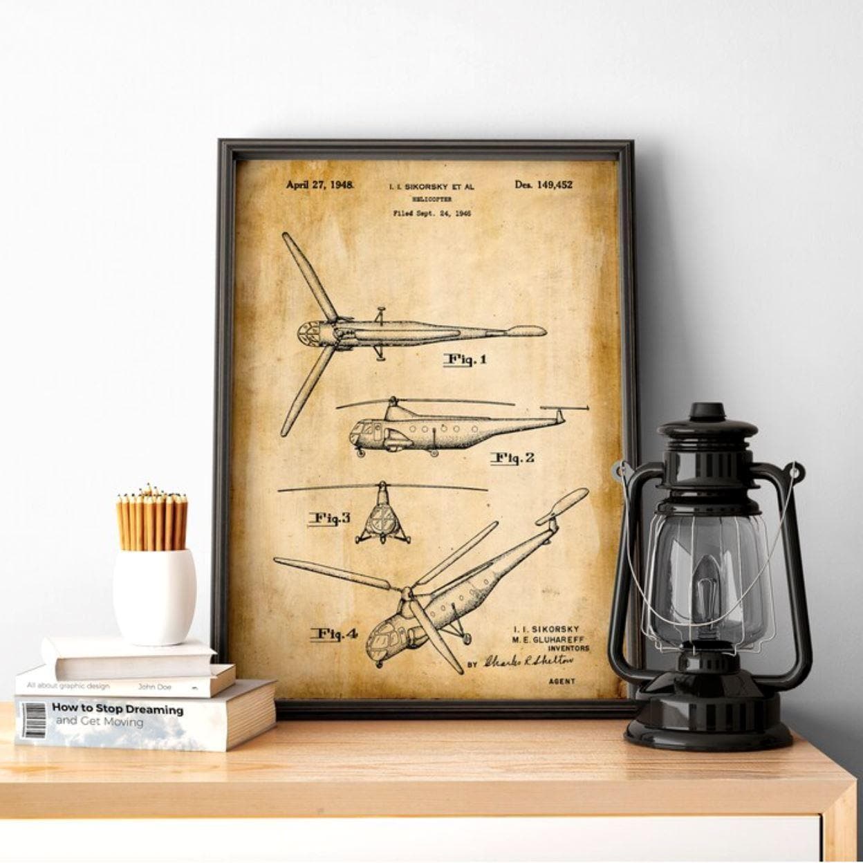 Helicopter Vintage Patent Poster Print - MAIA HOMES
