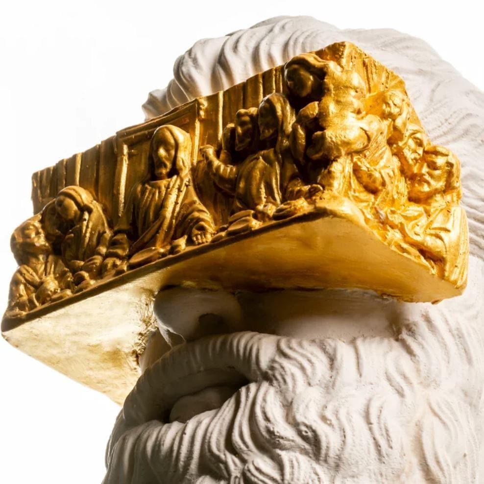 Hercules and The Last Supper Gold and White Sculpture