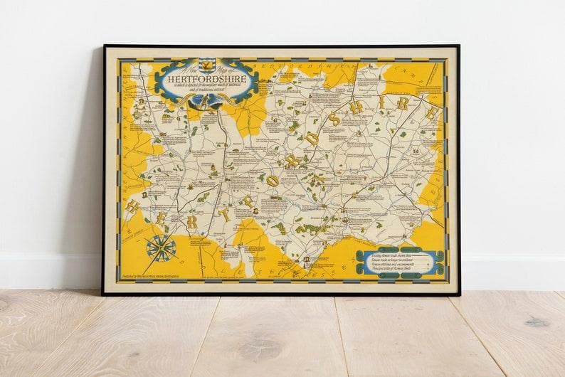 Hertfordshire Map Print| Art History - MAIA HOMES