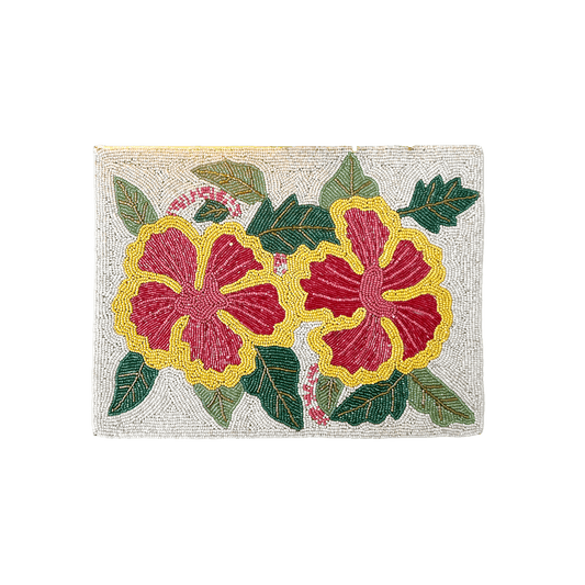 Hibiscus Flower Rectangular Beaded Placemat - MAIA HOMES
