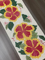 Hibiscus Flower Rectangular Beaded Table Runner Default Title