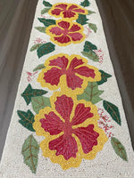 Hibiscus Flower Rectangular Beaded Table Runner