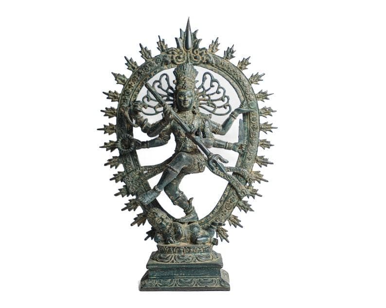 Hindu Dancing Shiva Nataraja Bronze Statue DARK GREEN