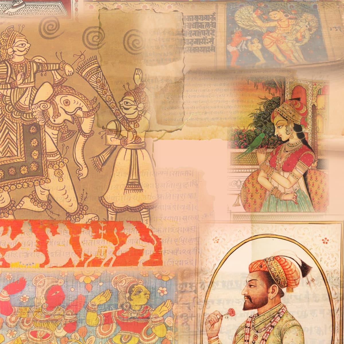 Hindustan, Indian Folk Art Inspired Montage Wallpaper