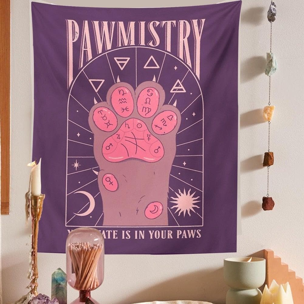 Hippie Cat Paw Tarot Tapestry