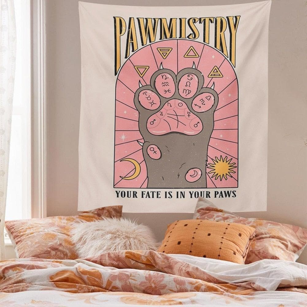 Hippie Cat Paw Tarot Tapestry