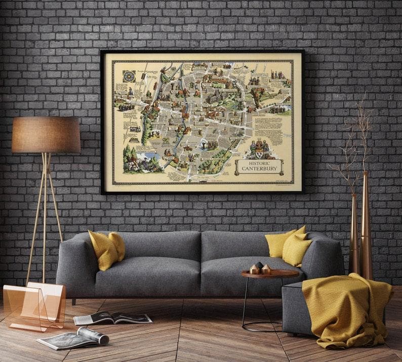 Historical Map of Canterbury| Old Map Wall Art - MAIA HOMES